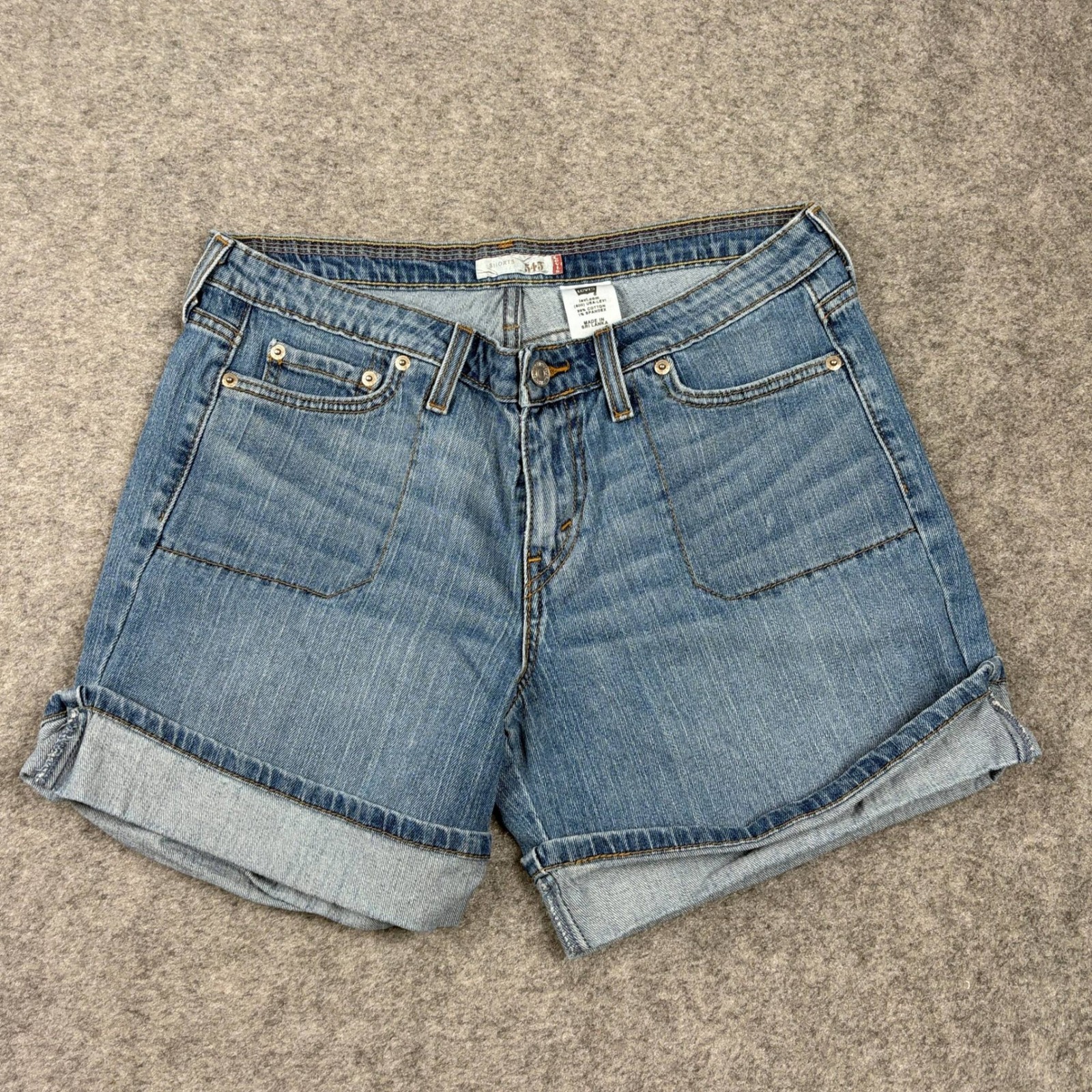 Levi's 545 Jean Shorts Womens 10 Blue Denim Cuffed Stretch Casual Classic